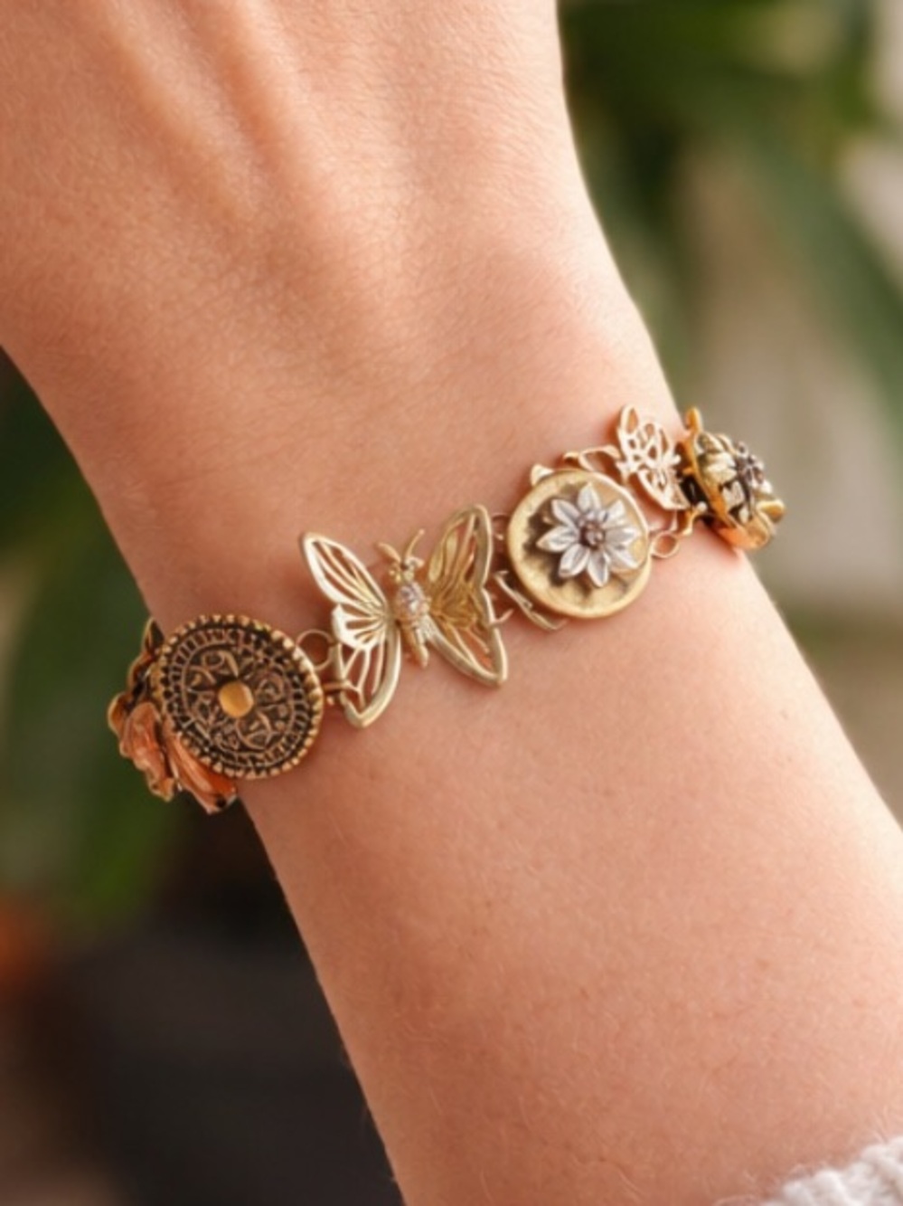 Vintage Fossil Charm Bracelet